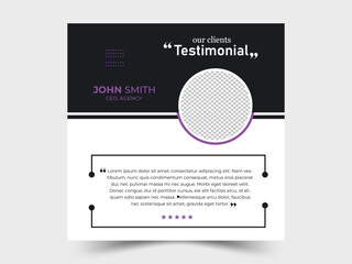 Client testimonial social media post design. Client feedback or client testimonial banner design. customer feedback testimonial template.