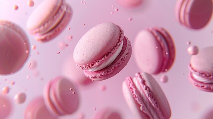 Obraz premium macaroon, macaron, sugar, cake, candy, color, cookie, pink, background, dessert, sweet, pastel, french, abstract, assorted, cream, almond, bakery, blue, colorful, confectionery, creative, tasty, close
