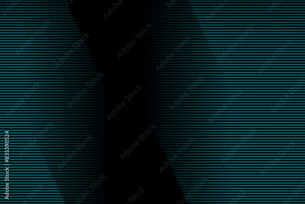Poster an abstract pattern of horizontal blue lines on a black background with shadows