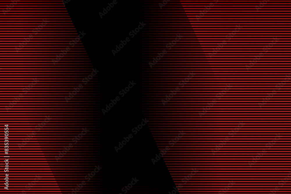 Poster abstract pattern of horizontal red lines on a black background with shadows