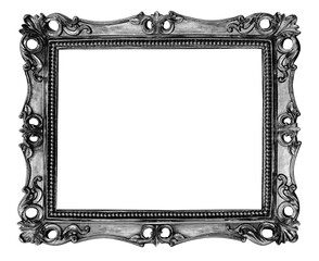 Antique vintage picture frame in black and white isolated on a white background