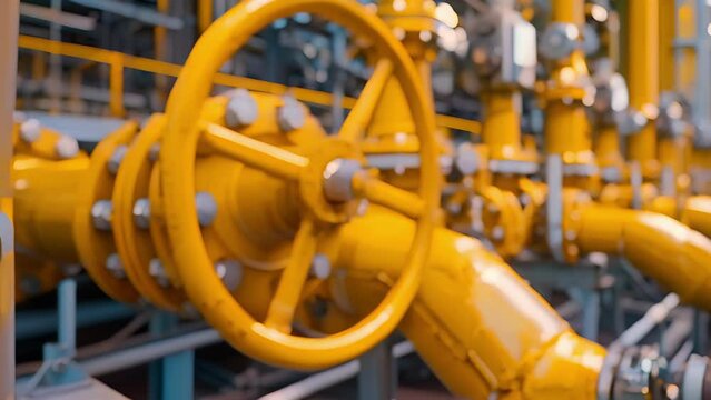 Inside a power plant a network of pipes and valves are painted with a specialized thermal coating to ensure optimal thermal insulation.