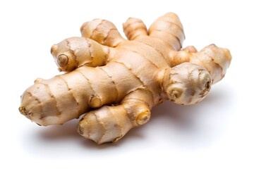 Fresh Ginger Root, A Natural Herbal Traditional Ingredient, Close Up View, Nature Photograph on Isolated White Background