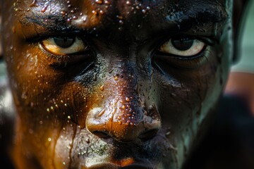 Intense Focus of a Sprinter Just Before the Start of a Race - Highlighting Determination and Athleticism in Close-Up