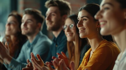Group of people showing appreciation and admiration by clapping