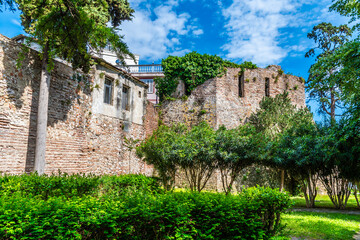 A view along in the old town walls beside the ampitheatre in Durres, Albania in summertime