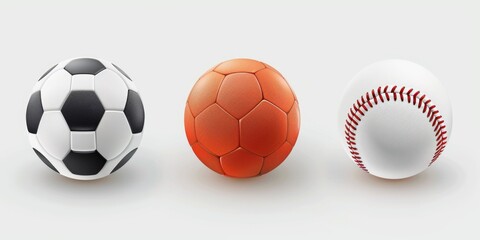 Three different types of soccer balls on a white background, suitable for sports-themed articles and designs