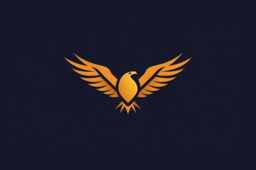 A stylized gold bird emblem on a dark background