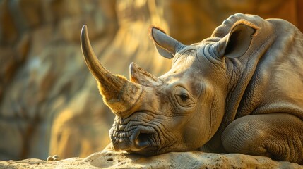 Rhinoceros lounging during a sunny summer afternoon