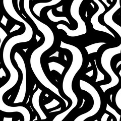 Abstract Black and White Chaos Pattern, Dynamic Design, Modern Art