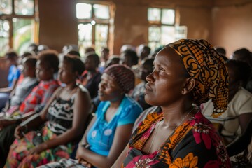 Obraz premium High Angle View of Diverse Audience Attentively Listening at Family Planning Seminar