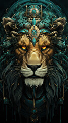 Futuristic image of a lion head.