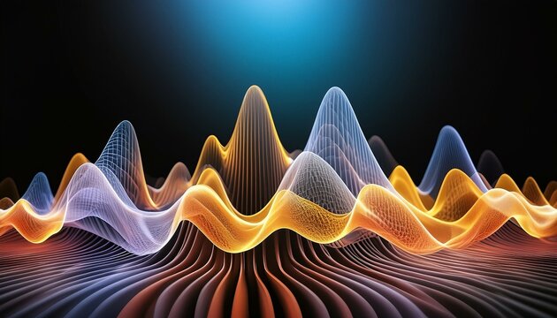 Artistic depiction of timbre and harmony interplay, with vibrant sound waves crafting a symphony for the senses clean sharp focus