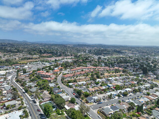 Fototapeta premium Aerial view of houses and communities in Vista, Carlsbad in North County of San Diego, California. USA.