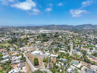 Naklejka premium Aerial view of houses and communities in Vista, Carlsbad in North County of San Diego, California. USA.