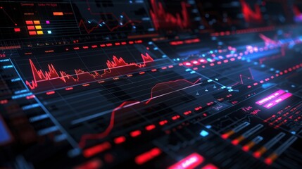 A computer screen displaying vibrant red and blue lights.