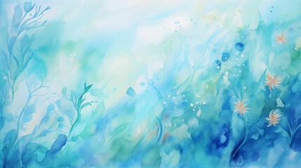 Surrealistic Abstract Image Pattern Background, Underwater Landscapes and Fantastic Creatures, Wallpaper, Background, Cell Phone Cover and Screen, Smartphone, Computer, Laptop, 16:9 Format - PNG