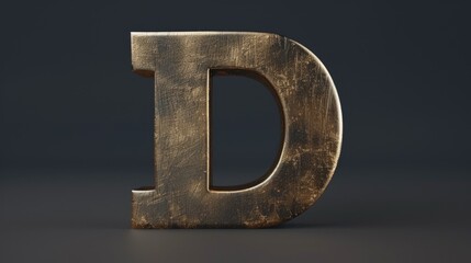 A close-up shot of a metal letter 'D' with intricate details and texture