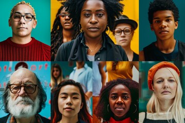 Fototapeta premium Diverse Demographic Portrait Collage - Multicultural Representation for Inclusive Design Projects
