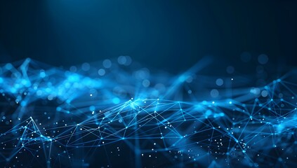 Abstract technology background with blue glowing connection lines and dots on a dark gradient, depicting a digital network concept
