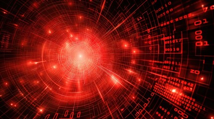 Obraz premium red binary matrix code numbers on black background, for overlay and screen layer modes