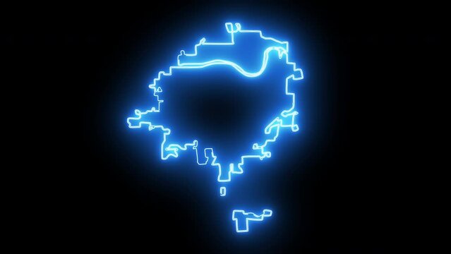 Topeka Kansas map with blue glowing neon effect
