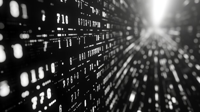 white binary matrix code numbers on black background, for overlay and screen layer modes