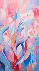 Surrealistic Abstract Image Pattern Background, Human Figures Merging With Nature, Wallpaper, Background, Cell Phone Cover and Screen, Smartphone, Computer, Laptop, 9:16 Format - PNG