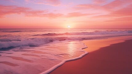 Obraz premium A Tranquil Sunset on a Serene Beach with Gentle Waves