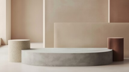 Podium. Abstract background with minimalist style for product brand presentation. Mockup pedestal. Interior table
