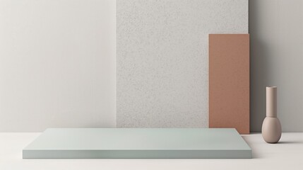 Podium. Abstract background with minimalist style for product brand presentation. Mockup pedestal. Interior table
