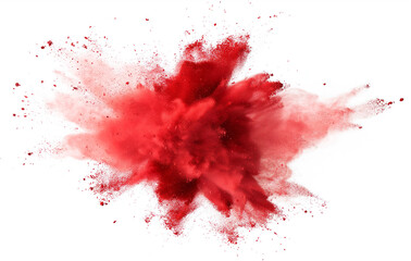 red paint splashes, red color powder splash explosion on white background, isolated on white background, high resolution photography