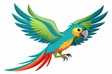 flying psittacine bird vector illustration