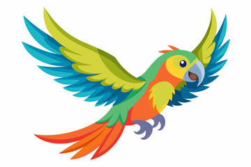 flying psittacine bird vector illustration