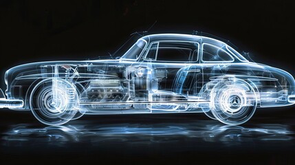 Fototapeta premium Explore the future of automotive technology through stunning Xray images revealing the inner workings of futuristic cars