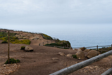 Coastline of Portugal, Cabo da Roca. Cape Roca in Sintra. The lighthouse in Cabo da Roca. Cliffs...