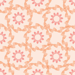 Peach fuzz botanical texture vector background with color of the year two tone linen fabric effect. Soft fresh modern design for all over decor, wallpaper and on trend repeat tile textures. 