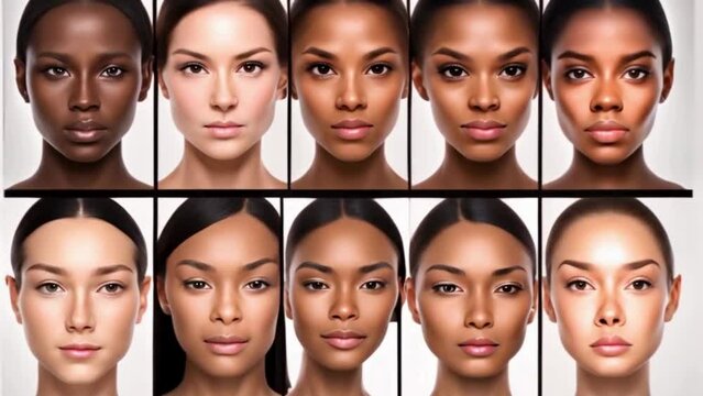 Animation showcases different foundation application techniques for various skin types
