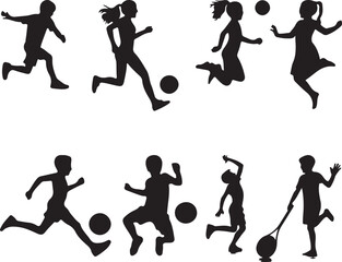Children silhouette set vector illustration design