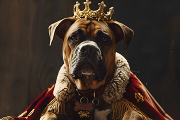 Obraz premium Beautiful royal dog with a crown