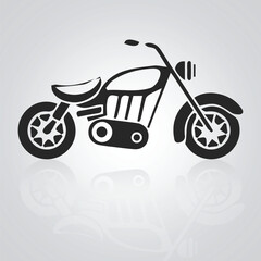 Motorcycle icons, vintage motorcycle, unique icons, and a bike logo with a silver background, Vector illustration