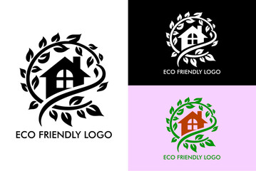 vine home window vector wheel eco friendly greenhouse property real estate logo construction company house builders