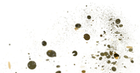 Euphoric Eruption: Magnificent 3D Illustration Showcasing Bursting gold Confetti