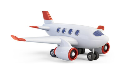 Airplane with orange decor isolated on transparent background. 3D render right front view