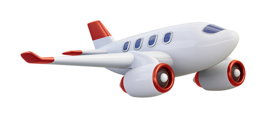 Flying airplane with orange decor isolated on transparent background. 3D render right front view