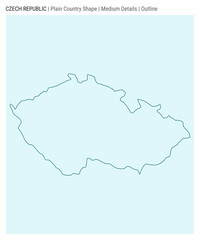 Czech Republic plain country map. Medium details. Outline style. Shape of Czech Republic. Vector illustration.