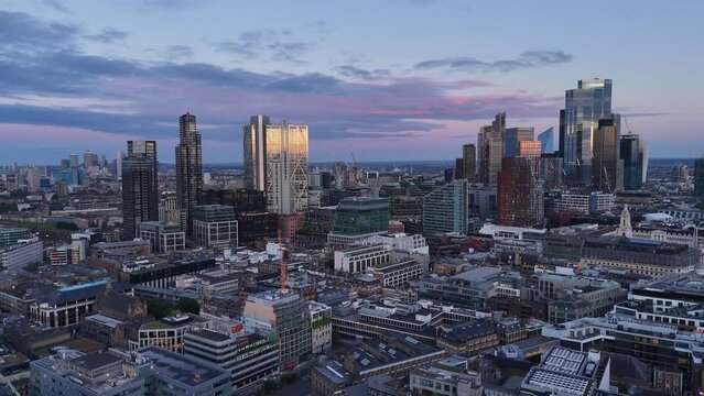 City of London at sunset aerial view - aerial drone photography