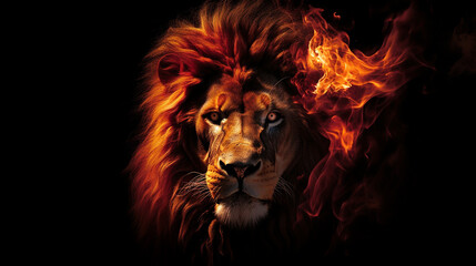 Fototapeta premium Leão Flamejante