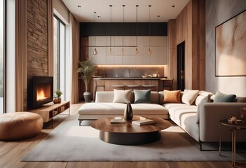 Photo modern style conceptual interior room 3d illustration