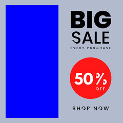 Big Sale banner Discount with 50% Off. Vector Design 